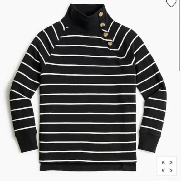J. CREW Striped Wide Button Collar Pullover Sweatshirt (XS) - Picture 2 of 9